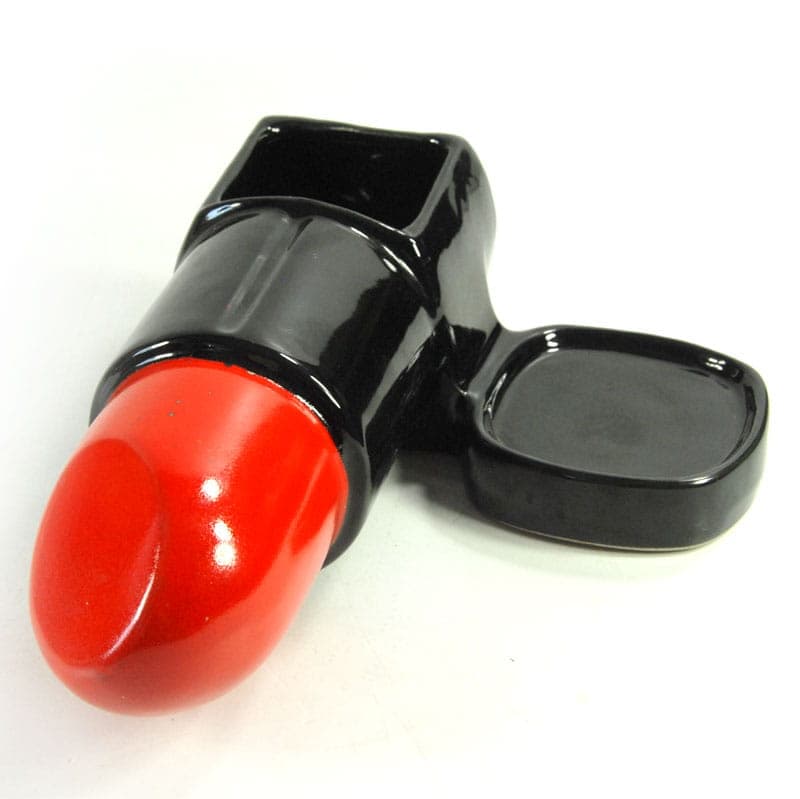 Trinket box, postmodernism, black red, ceramic, Italy, 1980s. - 40243