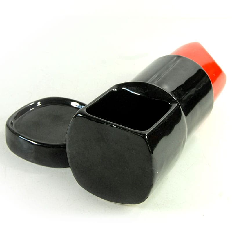 Trinket box, postmodernism, black red, ceramic, Italy, 1980s. - 40245