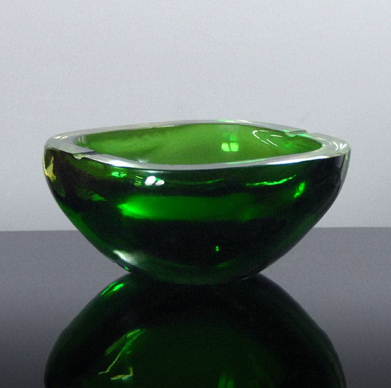 Popielnica sommerso, szkło zielone, Murano, Włochy, lata 60. - 40231