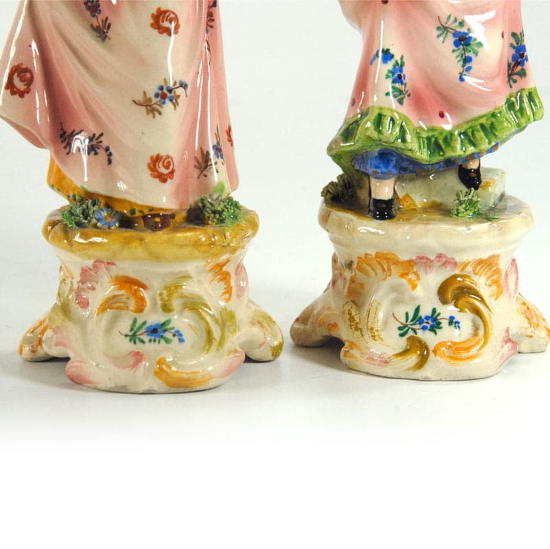 Pair of Capodimonte figurines, multicolor ceramic, Italy, 1950s. - 40196