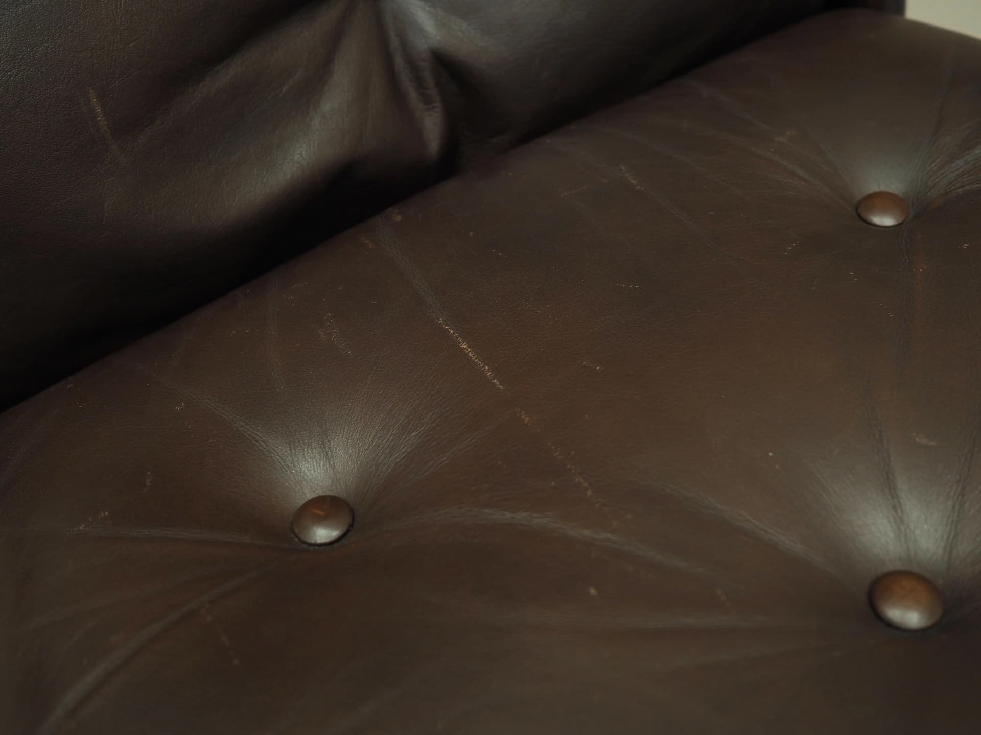 Rocking chair, brown leather, dark brown beech, Denmark, 1980s - 40417