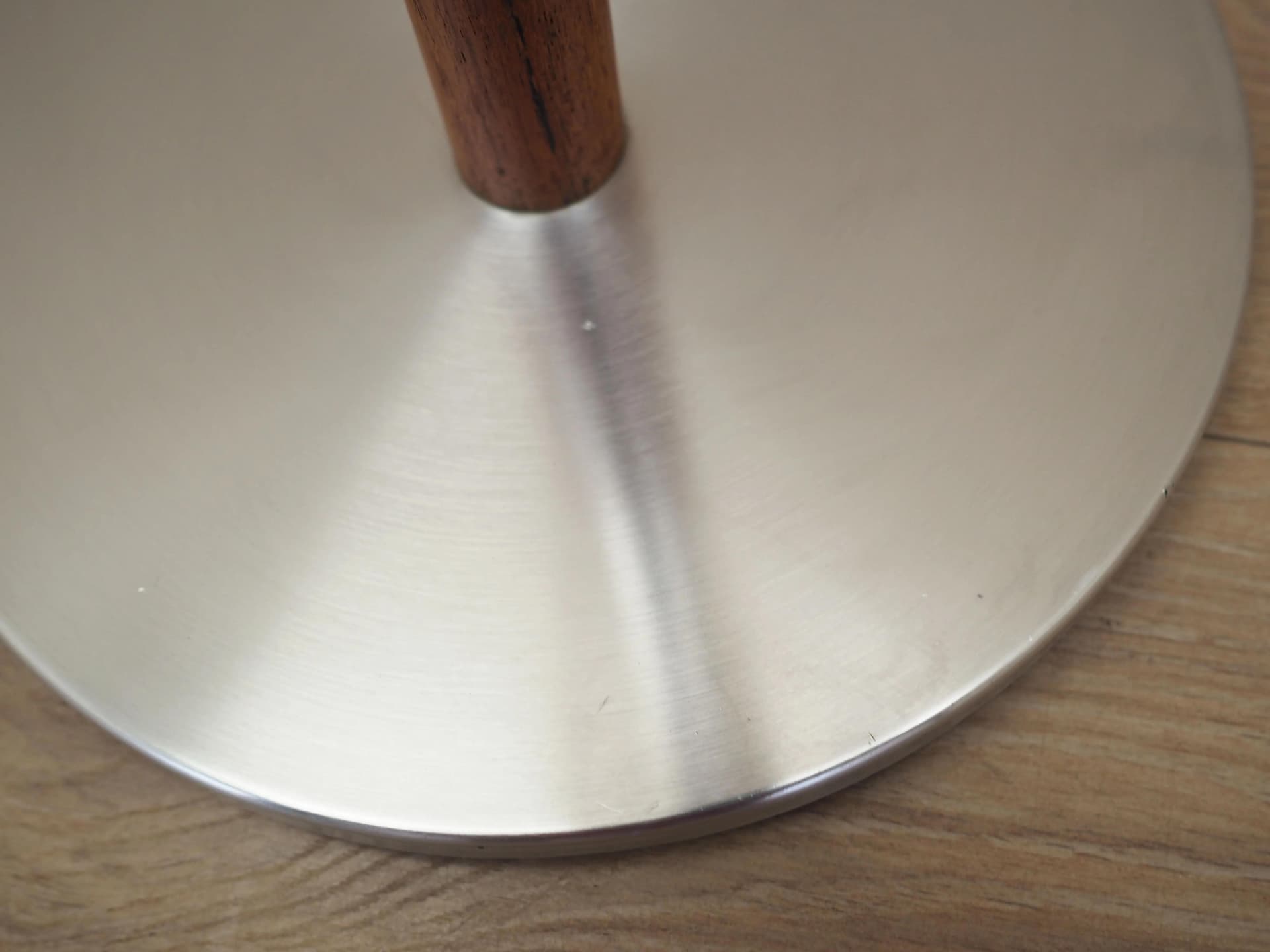 Lampa podłogowa, teak, metal, abażur beżowy, Dania, lata 70. - 41126