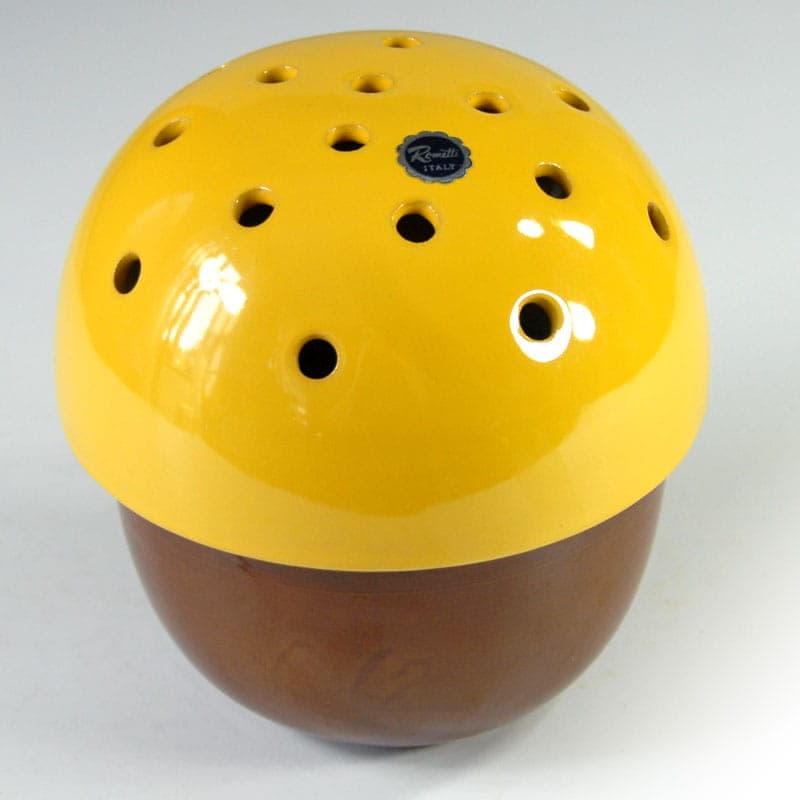 Container with lid, brown ceramic, yellow ceramic, Rometti, Italy, 1970s. - 41898