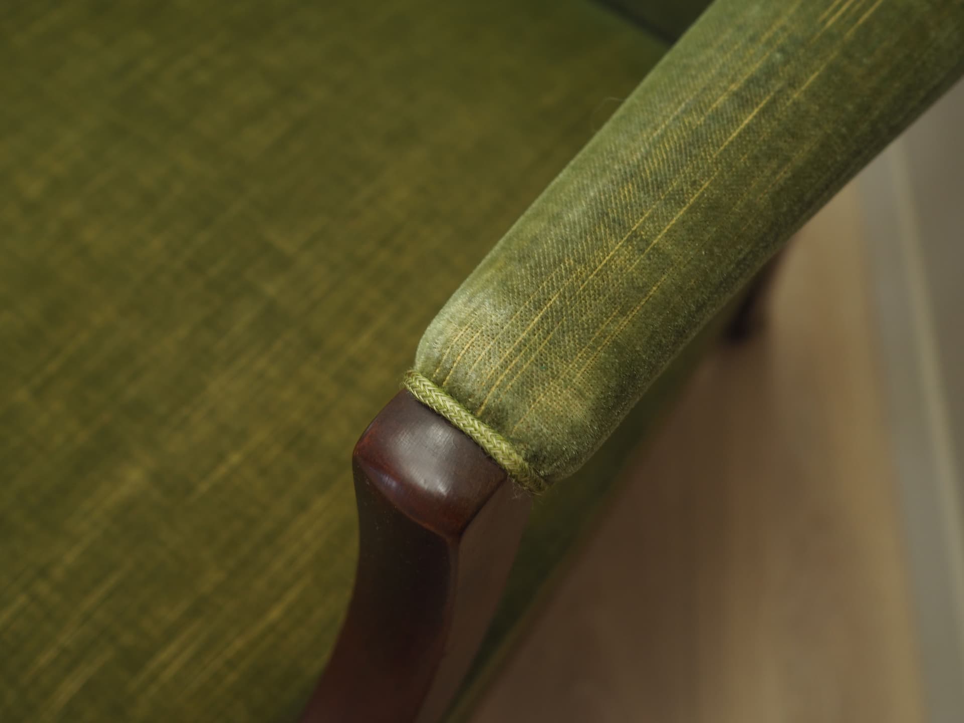 Armchair, green, mahogany, Denmark, 1970s. - 51024