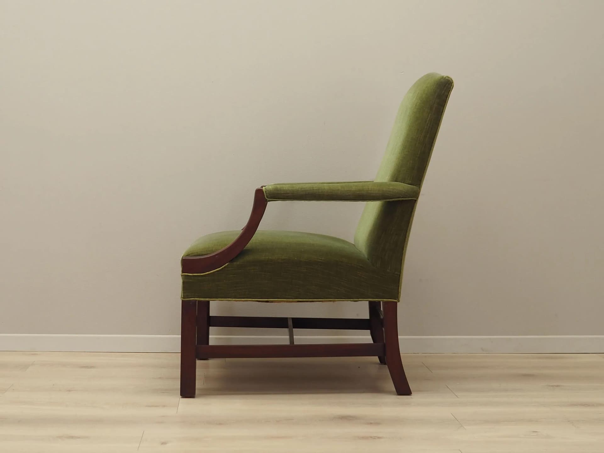Armchair, green, mahogany, Denmark, 1970s. - 41089