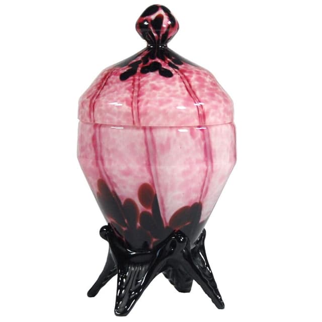 Art Deco container, pink glass, Weltz, Czech Republic, 1930s. - DIMENSION