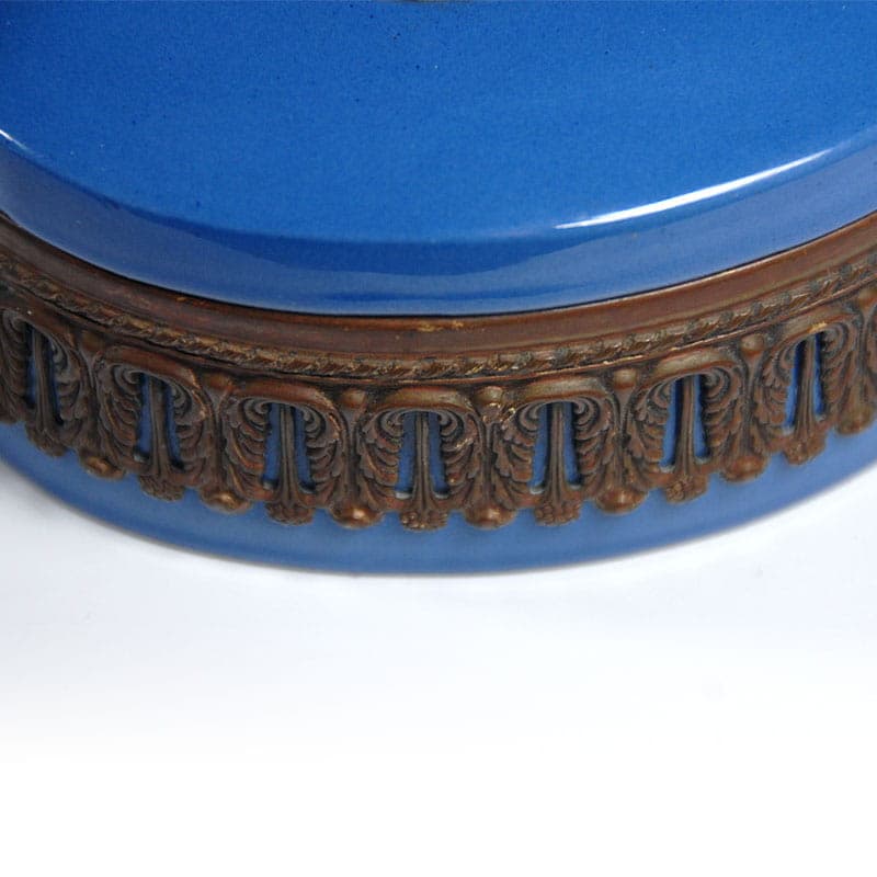 Lidded Container Art Deco, blue ceramic, Czechoslovakia, 1930s. - 41869