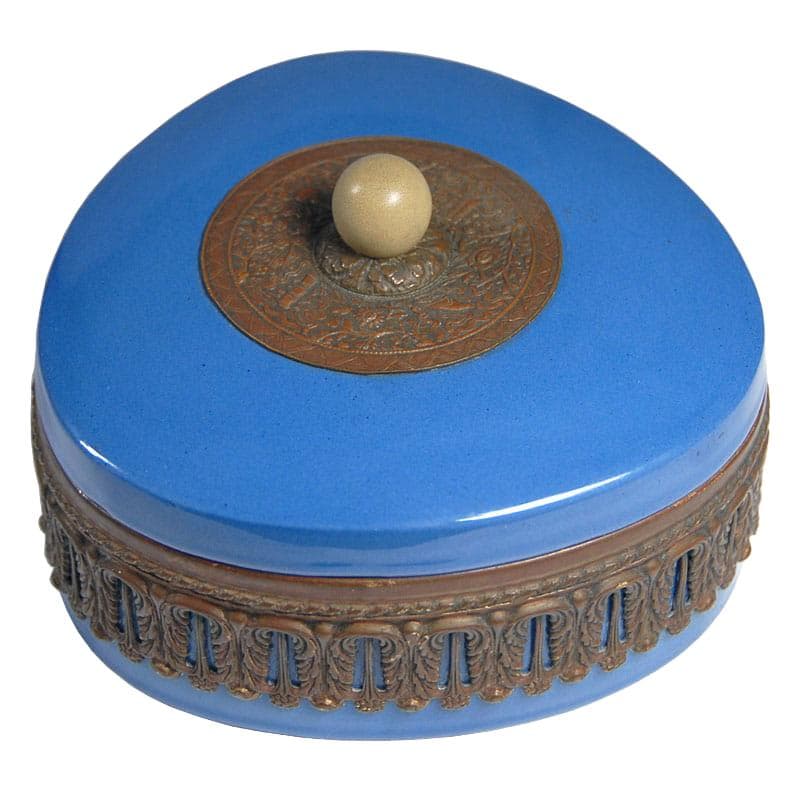 Lidded Container Art Deco, blue ceramic, Czechoslovakia, 1930s.