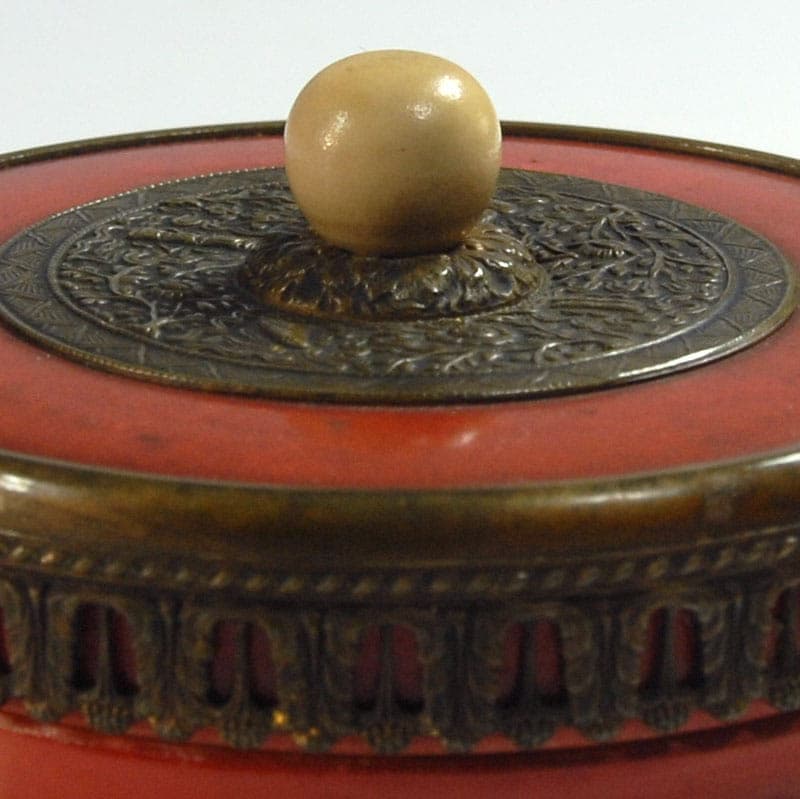Lidded Container Art Deco, red ceramics, Czechoslovakia, 1930s. - 41858