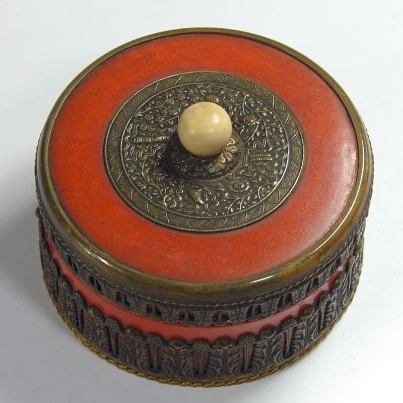 Lidded Container Art Deco, red ceramics, Czechoslovakia, 1930s. - 41857