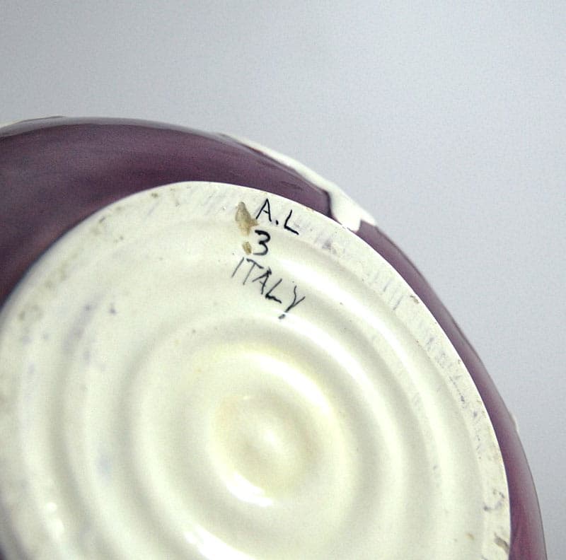 Wazon, biały fioletowy, ceramika, Włochy, lata 50. - 41793