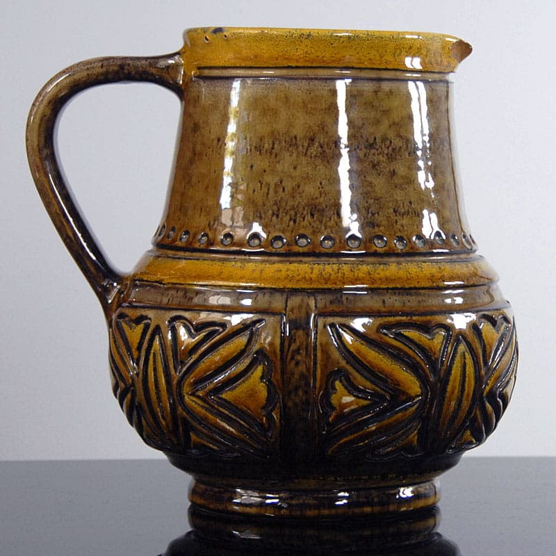 Dzban sgraffito, brąz ciemny, ceramika, Włochy, lata 60. - 41781