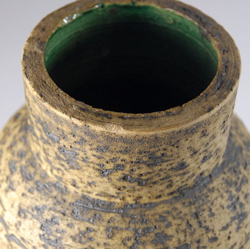 Wazon modernistyczny, ceramika beżowy, proj. P. Groeneveldt, Dania, lata 60. - 41770