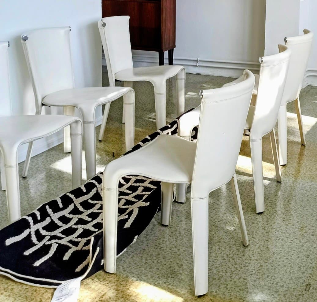 Krzesło z białej skóry, FASEM, Włochy, lata 80. - 40820