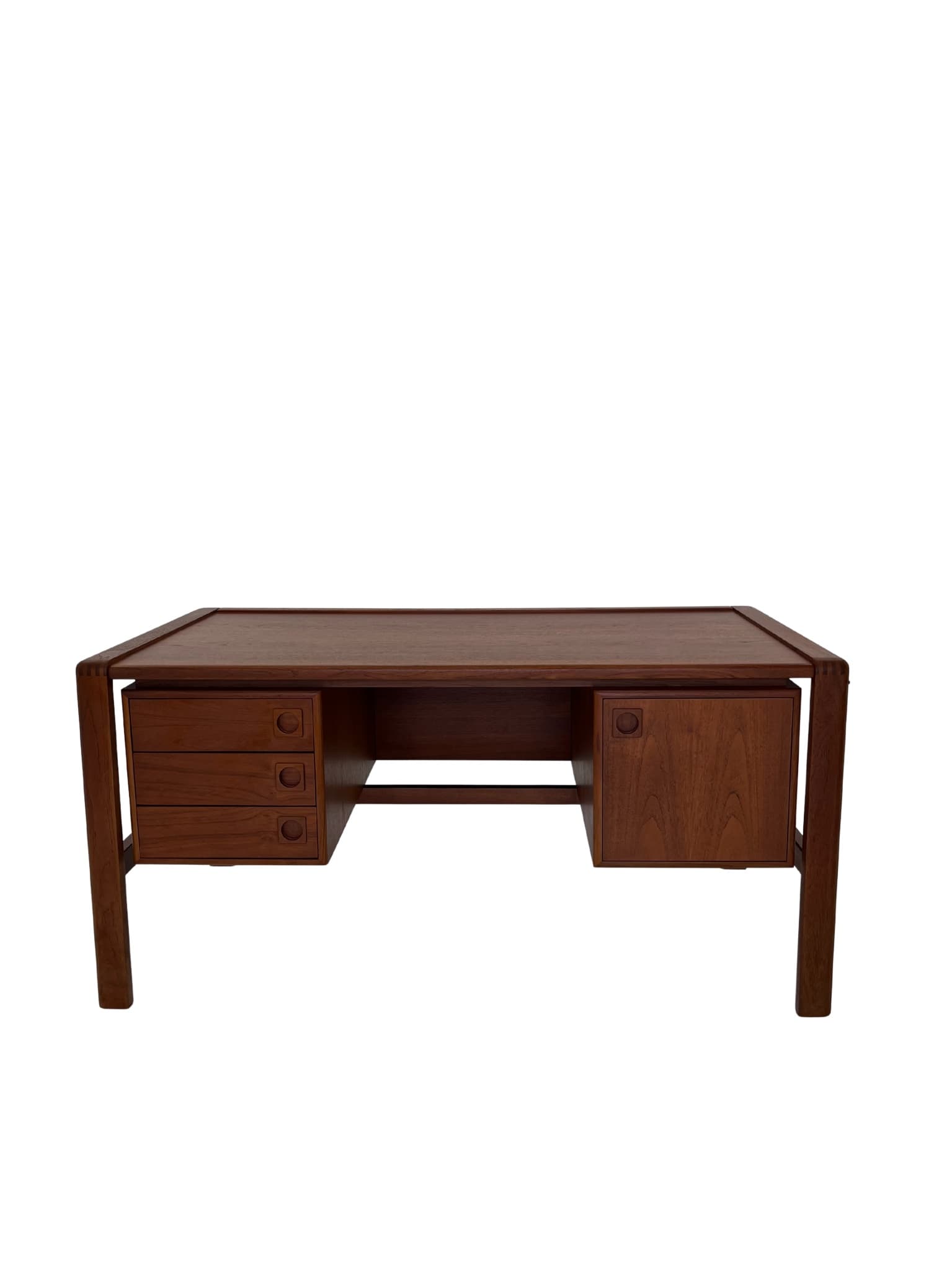 Desk, brown teak, by H.P. Hansen, Denmark, 1960s.