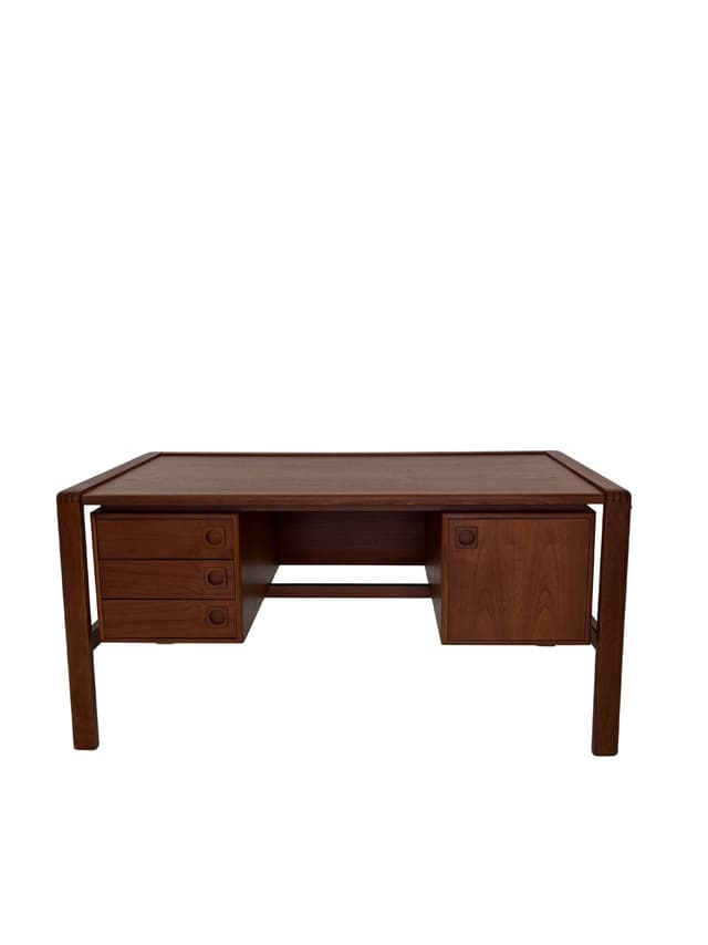 Desk, brown teak, by H.P. Hansen, Denmark, 1960s. - DIMENSION