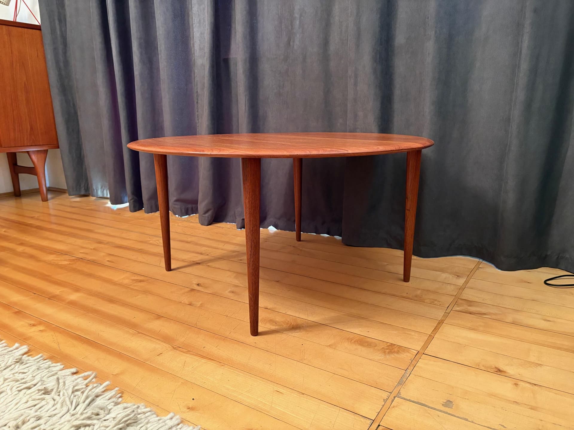 Stolik kawowy, teak brązowy jasny, proj. P. Hvidt & O. Mølgaard-Nielsen, France & Son, Dania, lata 60. - 79892