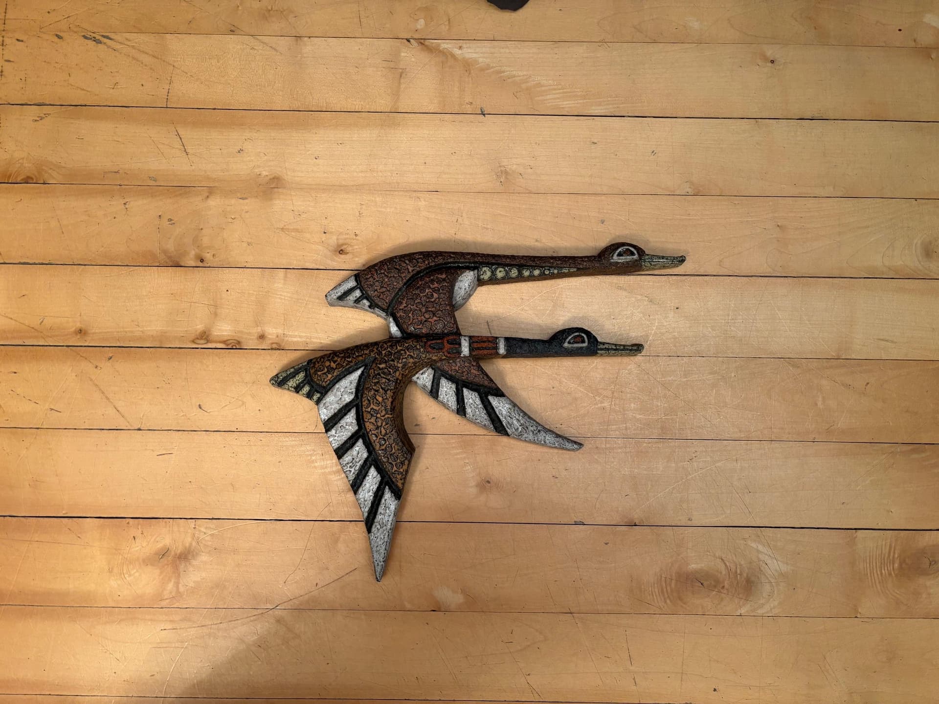 Dekoracja ścienna, ceramika brązowa, proj. J. Puntman, Holandia, lata 50. - 79874