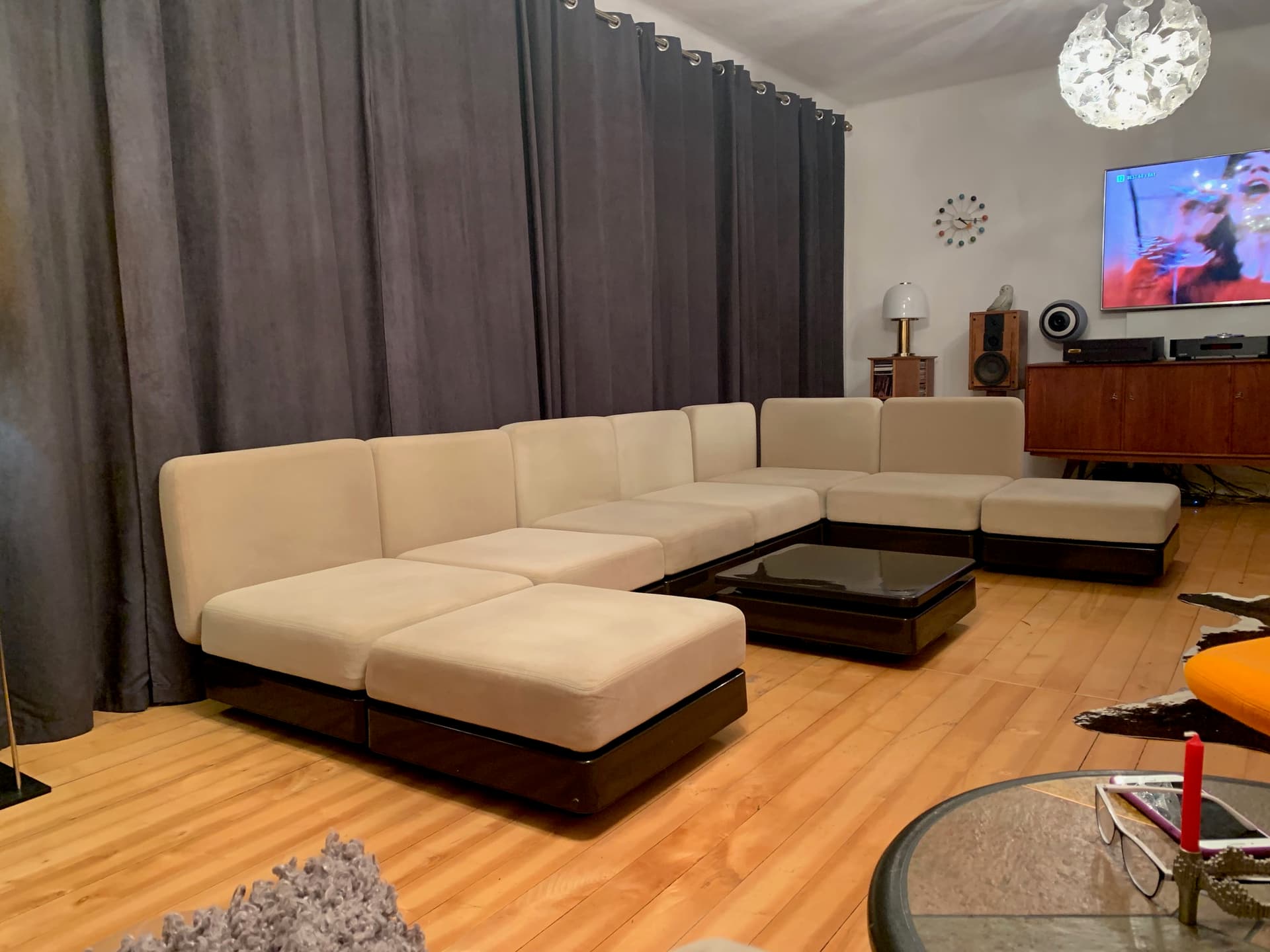 Sofa modułowa, welur beżowy, proj. G. Lange, Herman Miller, USA, lata 70. - 40997