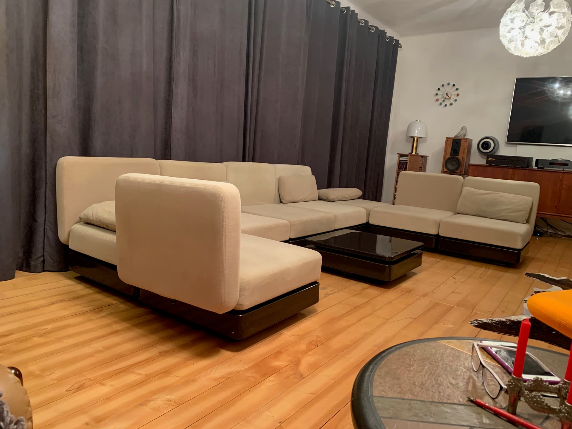 Sofa modułowa, welur beżowy, proj. G. Lange, Herman Miller, USA, lata 70. - 41000