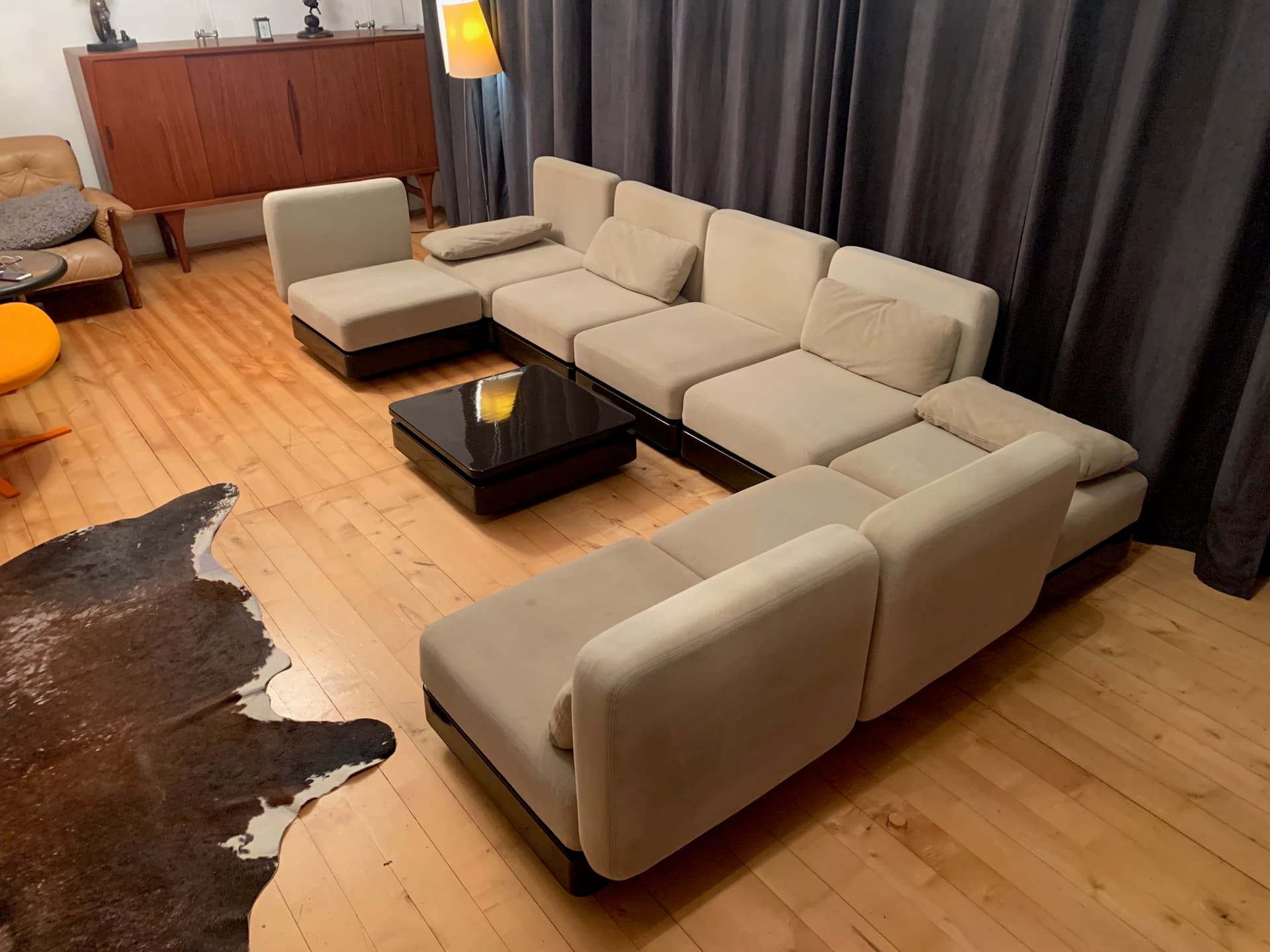 Sofa modułowa, welur beżowy, proj. G. Lange, Herman Miller, USA, lata 70. - 41006