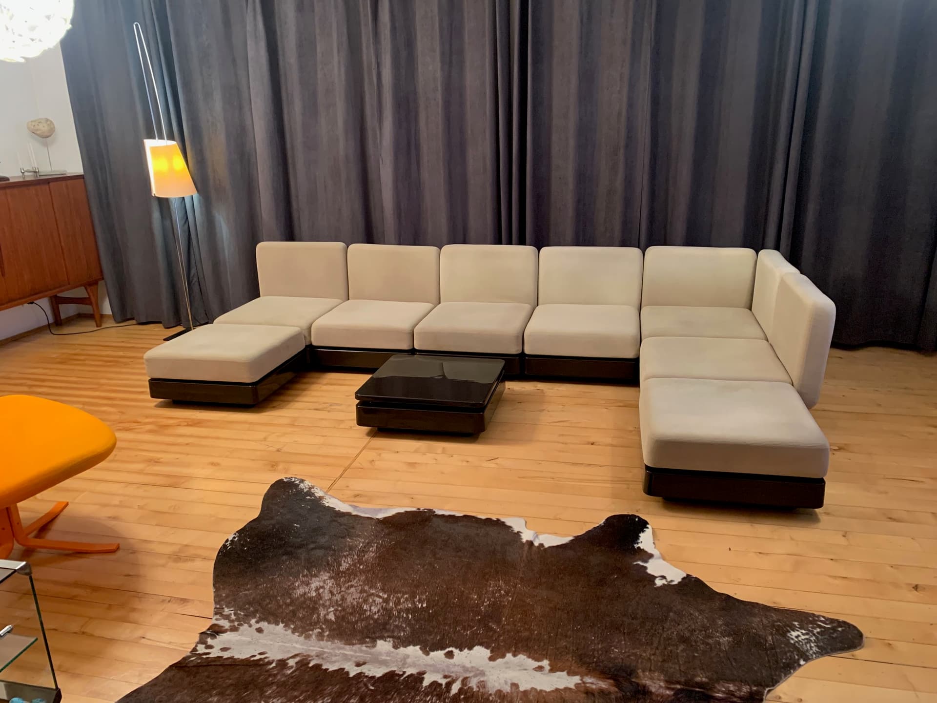 Sofa modułowa, welur beżowy, proj. G. Lange, Herman Miller, USA, lata 70. - 41007