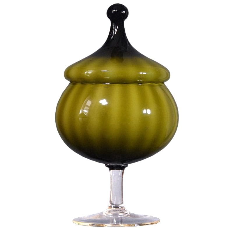Bomboniera, oliwkowa, szkło, Empoli, Włochy, lata 70.
