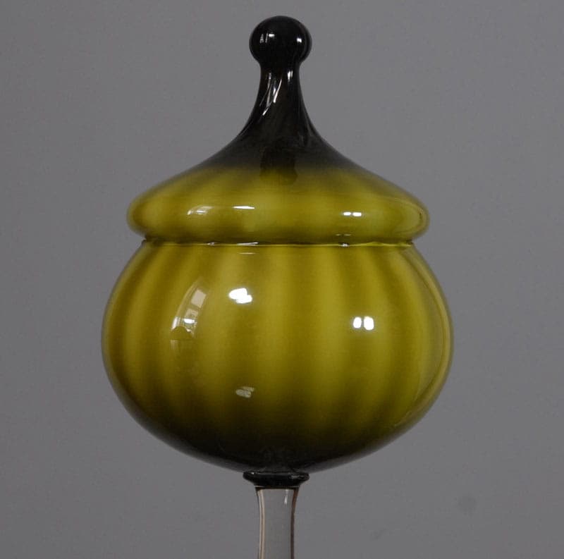 Bomboniera, oliwkowa, szkło, Empoli, Włochy, lata 70. - 41734