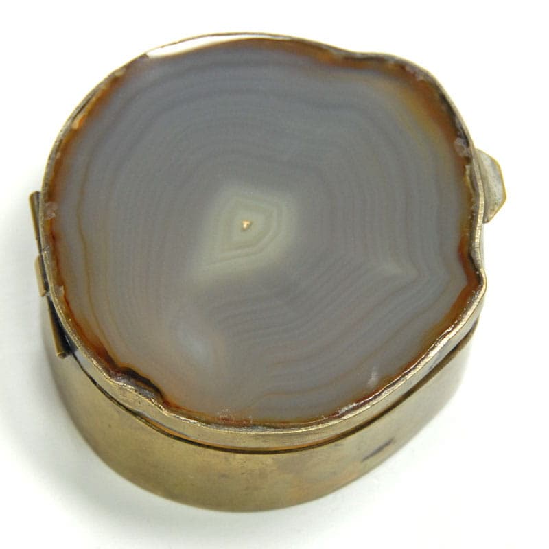 Trinket box, agate, golden brass, eclectic, late 19th/early 20th century - 41712