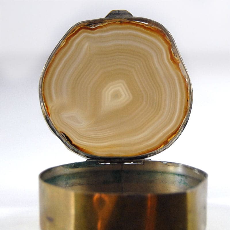 Trinket box, agate, golden brass, eclectic, late 19th/early 20th century - 41709