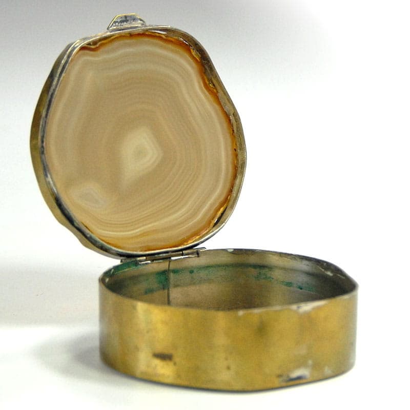 Trinket box, agate, golden brass, eclectic, late 19th/early 20th century - 41713