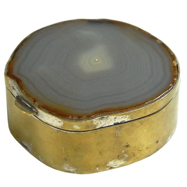 Trinket box, agate, golden brass, eclectic, late 19th/early 20th century - DIMENSION
