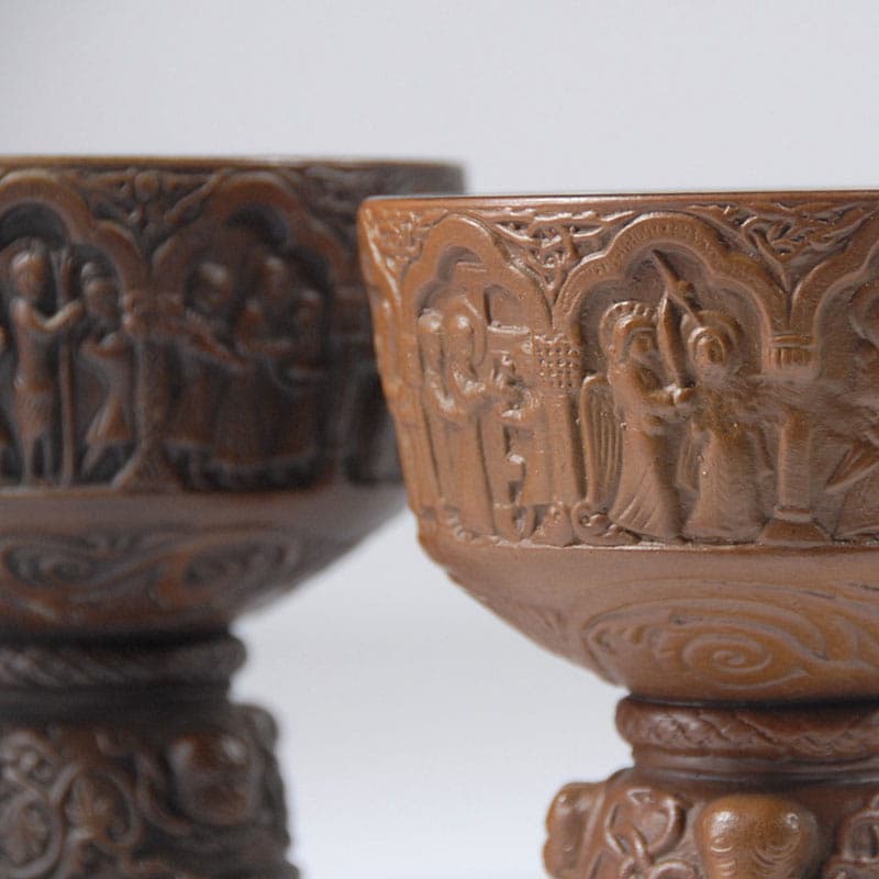 Pair of decorative goblets, dark brown ceramic, L. Hjorth, Denmark, 1940s. - 41689