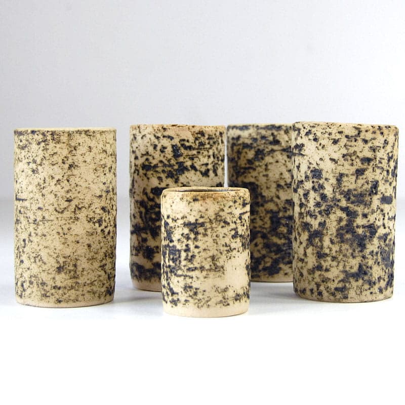 Zestaw pięciu wazonów cylindrycznych, styl P. Groeneveldt, beżowy, ceramika, Dania, lata 60. - 41669