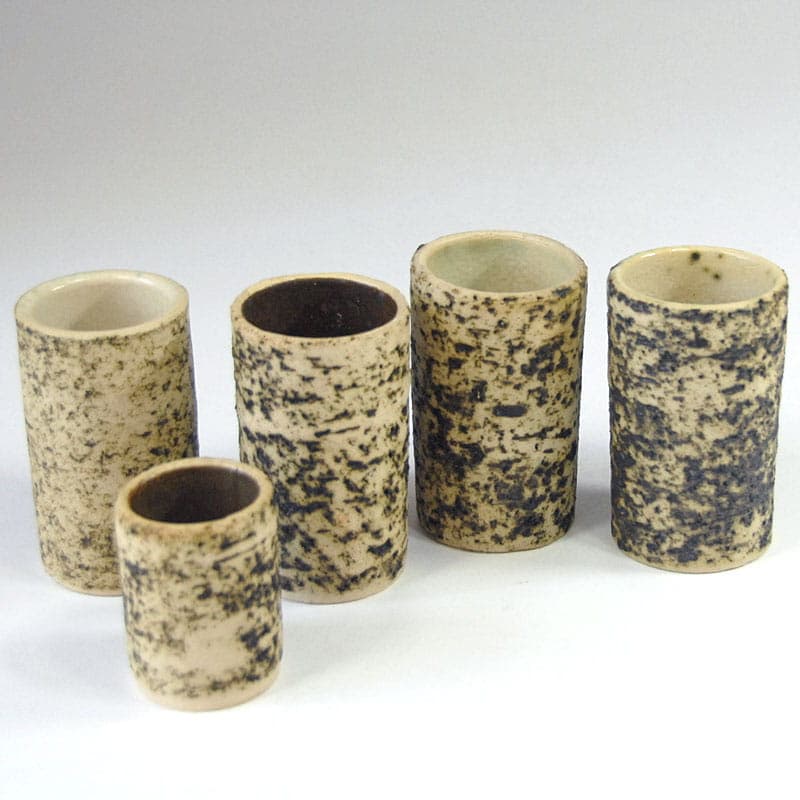 Zestaw pięciu wazonów cylindrycznych, styl P. Groeneveldt, beżowy, ceramika, Dania, lata 60. - 41664