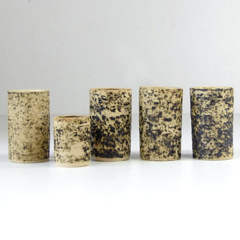 Zestaw pięciu wazonów cylindrycznych, styl P. Groeneveldt, beżowy, ceramika, Dania, lata 60. - 41665