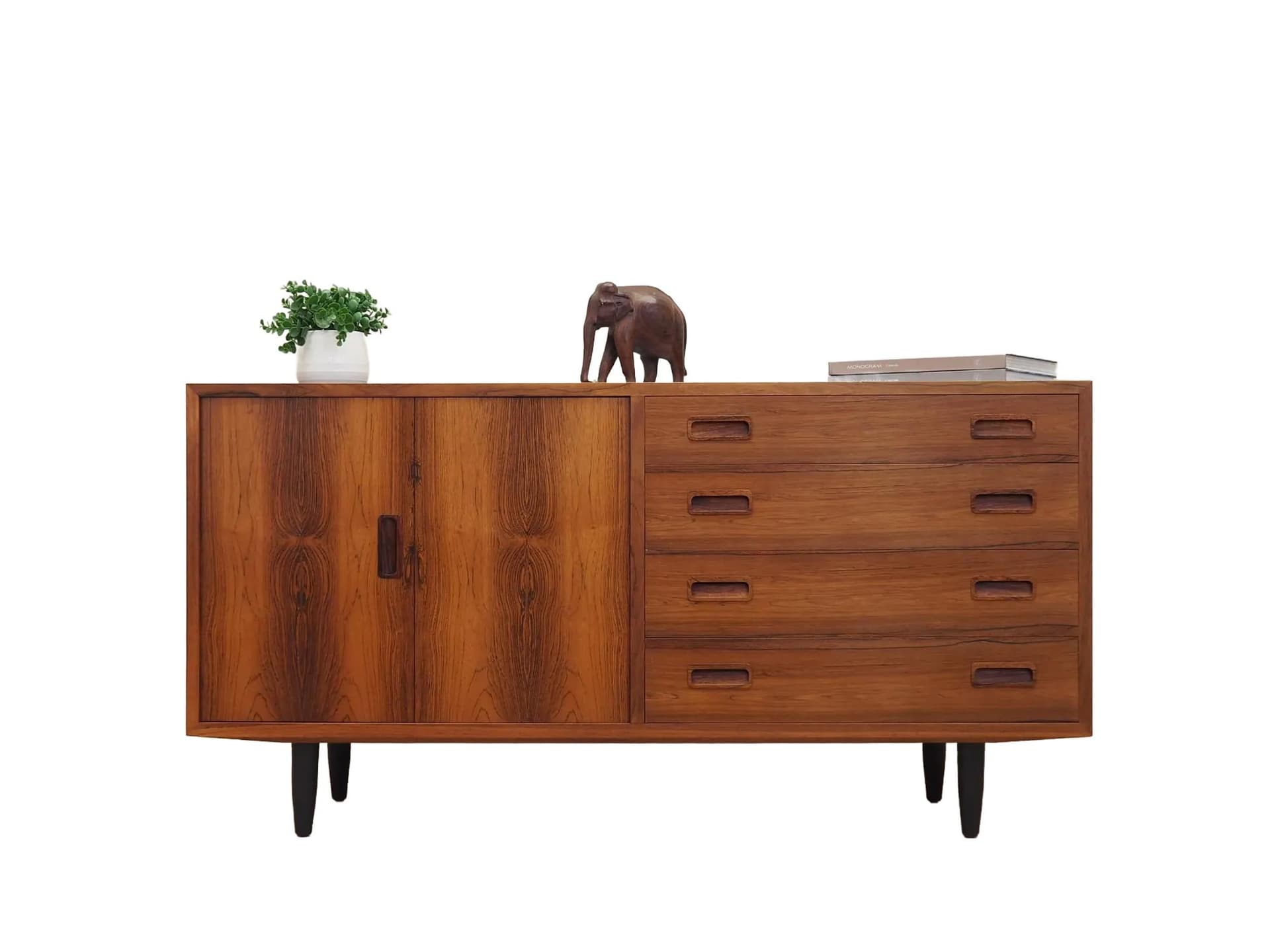 Komoda, palisander brąz ciemny, proj. C. Jensen, dla Hundevad, Dania, lata 70.