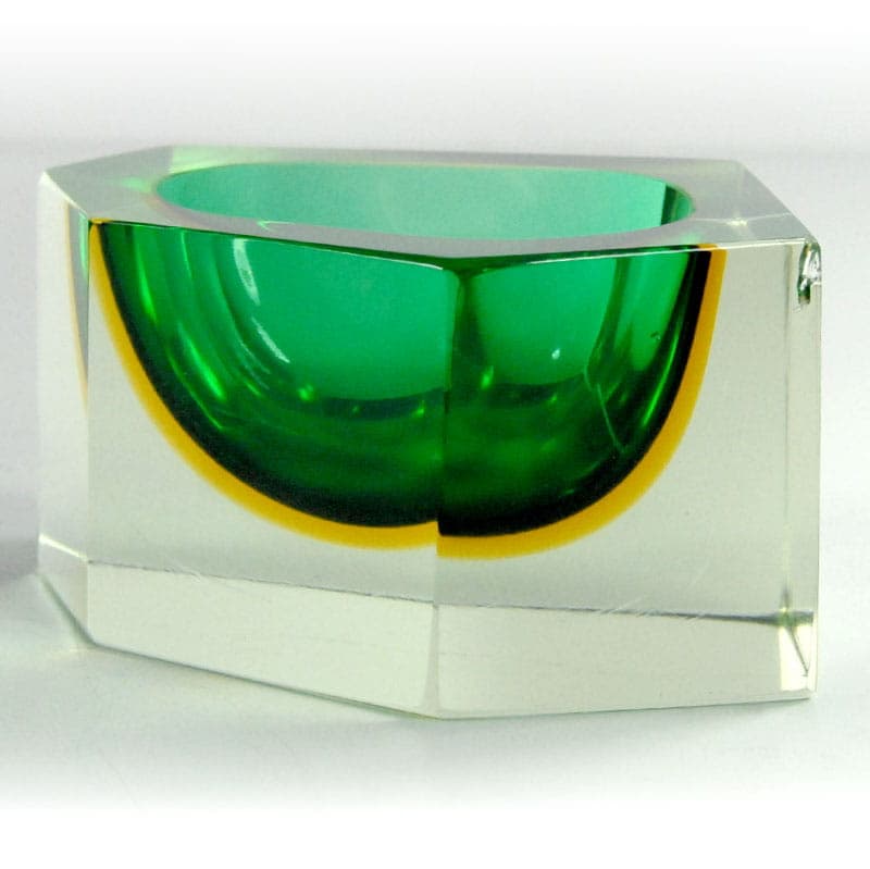 Bowl sommerso, green, glass, Murano, Italy, 1970s. - 41616