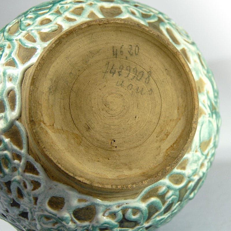 Wazon, turkusowy, ceramika, Belgia, lata 60. - 41574