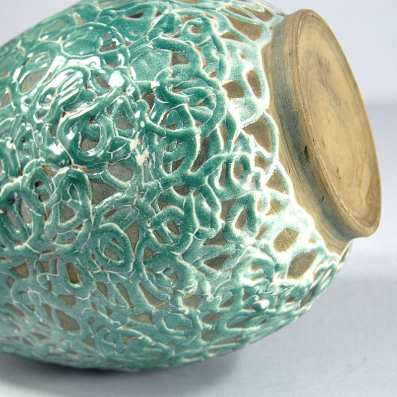 Wazon, turkusowy, ceramika, Belgia, lata 60. - 41572