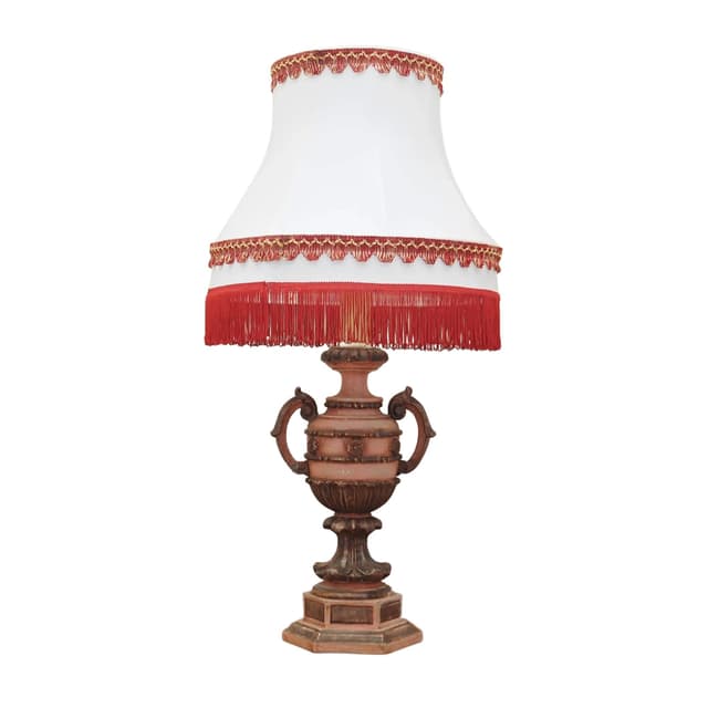 Lampa stołowa, ceramika róż, Dania, lata 70. - WYMIARY