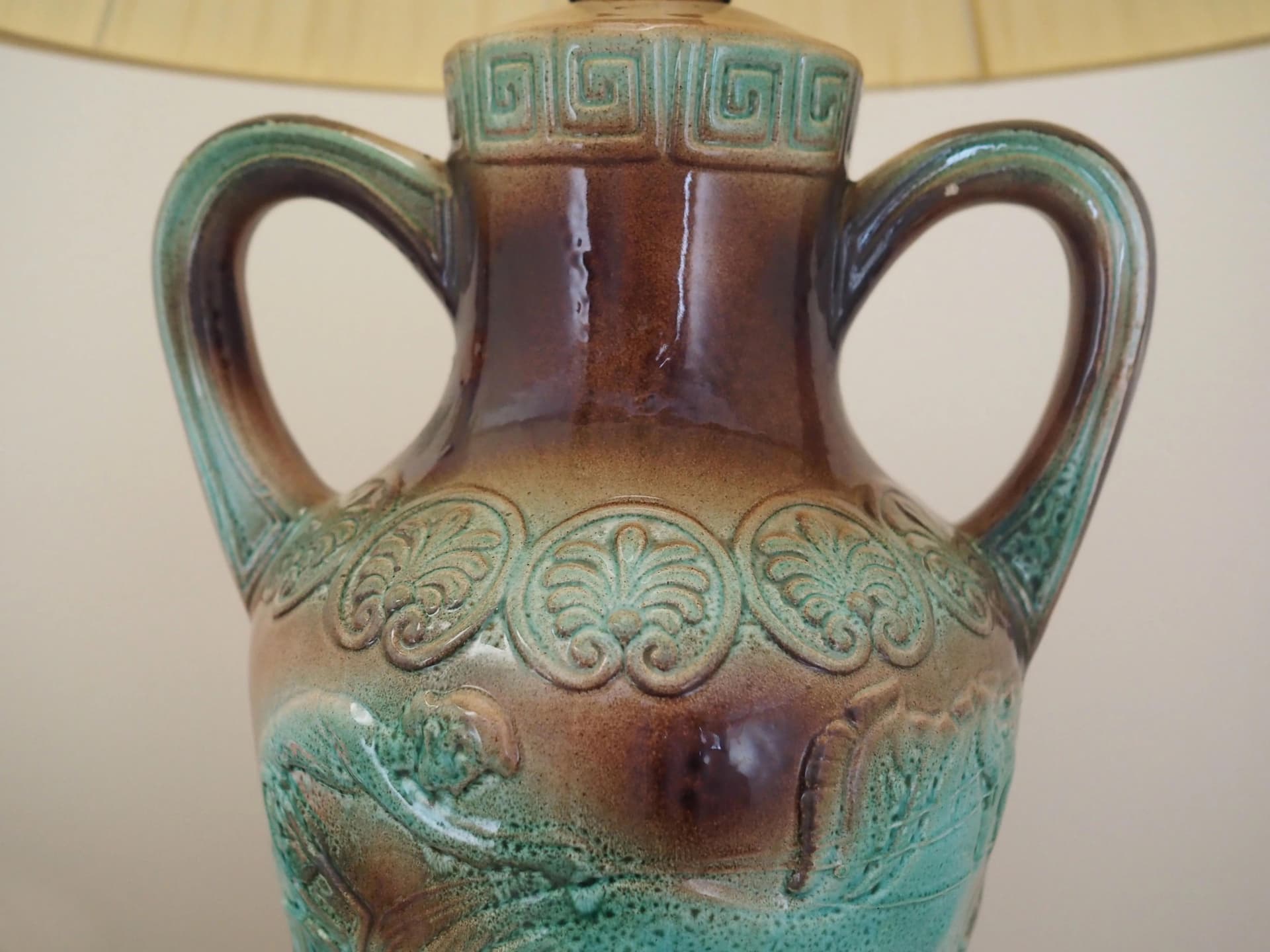 Table lamp, green ceramics, Denmark, 1970s - 42688