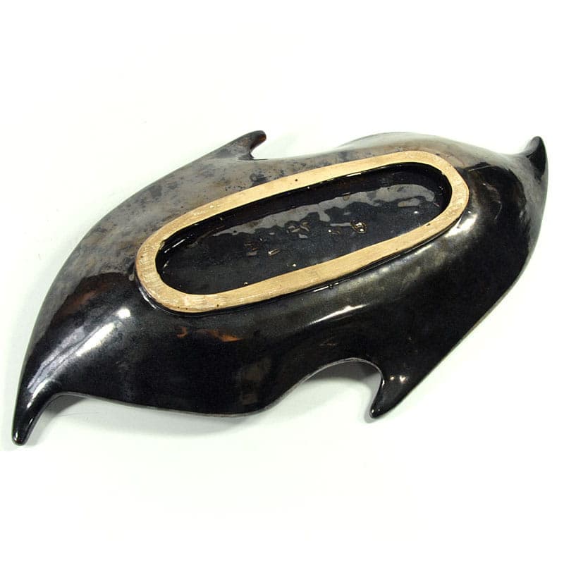 Patera Vallauris, czerwona, ceramika, Francja, lata 60. - 41488