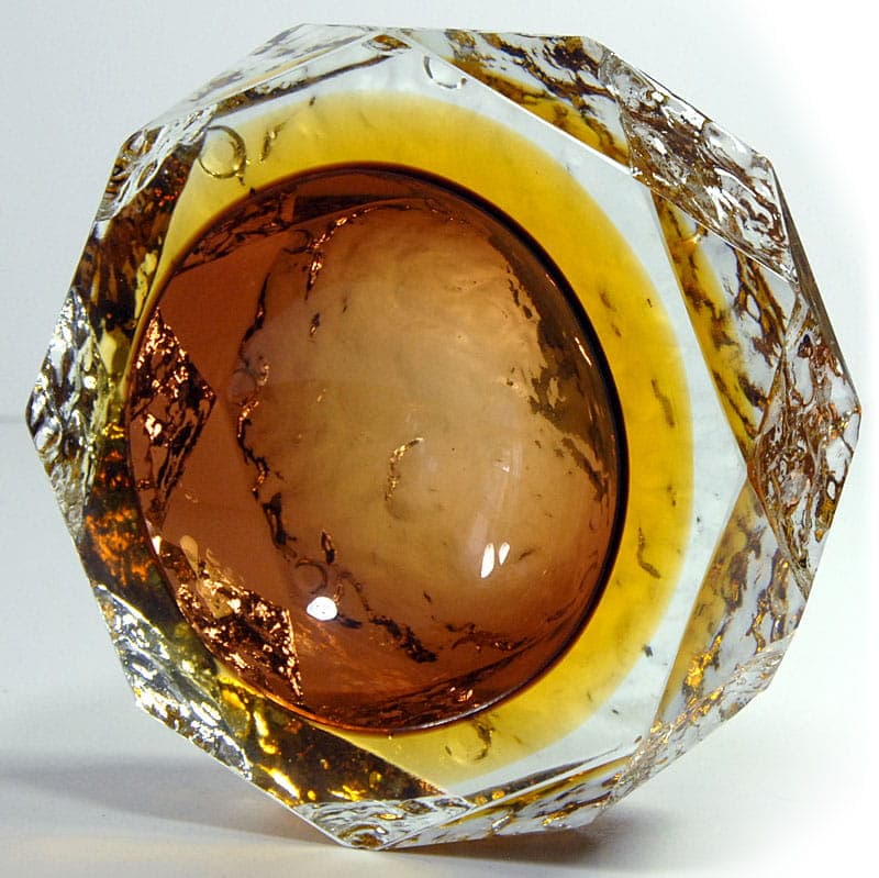 Patera sommerso, szkło złoty, proj. A. Mandruzzato, Murano, Włochy, lata 70. - 41371