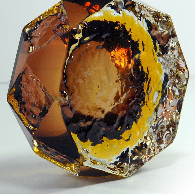 Patera sommerso, szkło złoty, proj. A. Mandruzzato, Murano, Włochy, lata 70. - 41375