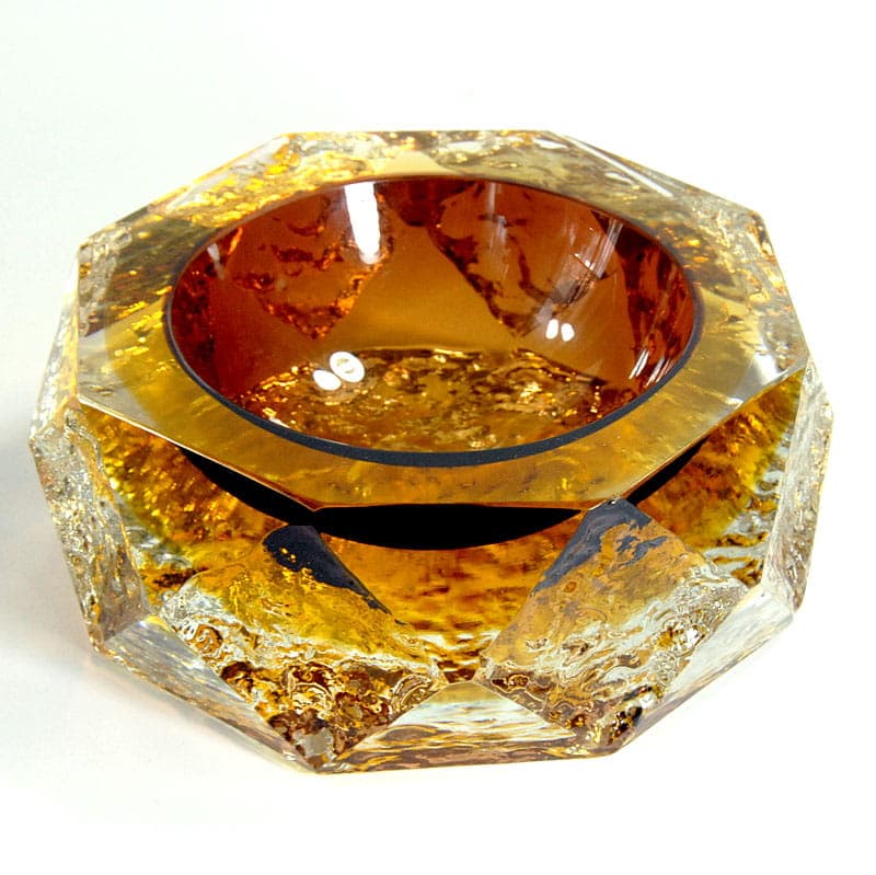 Patera sommerso, szkło złoty, proj. A. Mandruzzato, Murano, Włochy, lata 70. - 41369