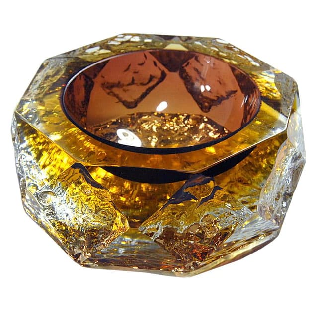 Patera sommerso, szkło złoty, proj. A. Mandruzzato, Murano, Włochy, lata 70. - WYMIARY