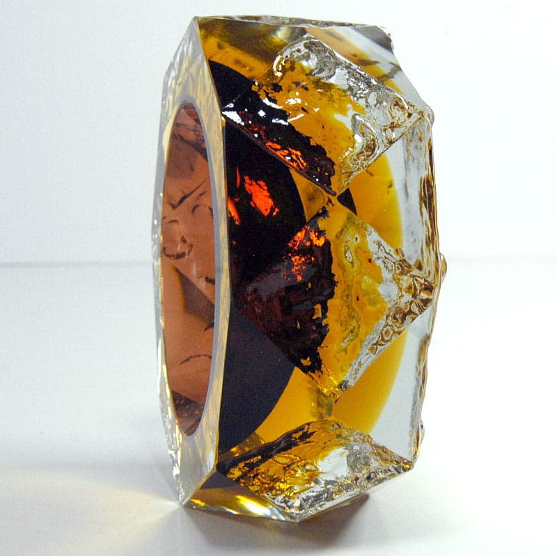 Patera sommerso, szkło złoty, proj. A. Mandruzzato, Murano, Włochy, lata 70. - 41373