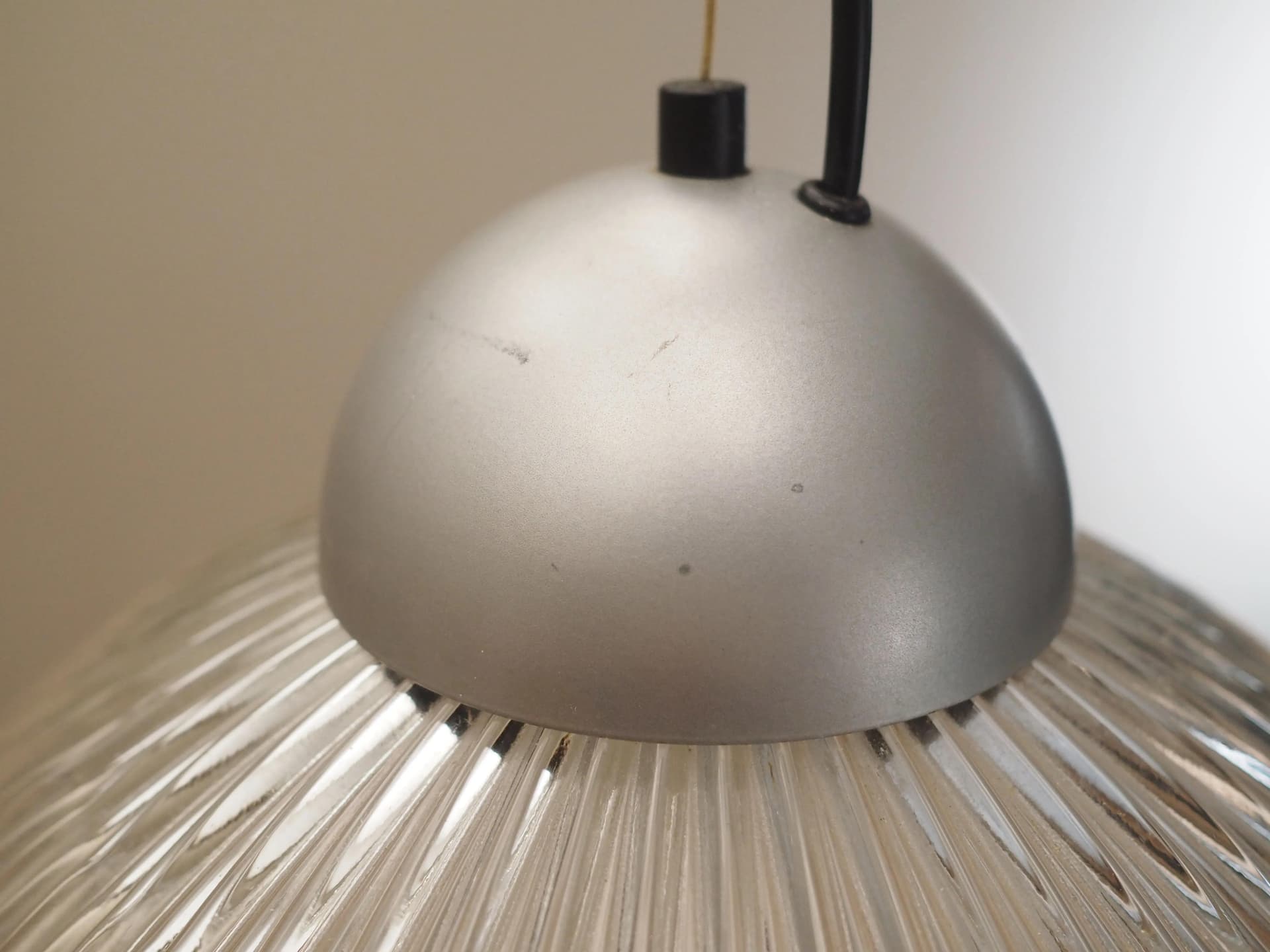Lampa wisząca, srebrna, szkło, metal, Dania, lata 70. - 42587