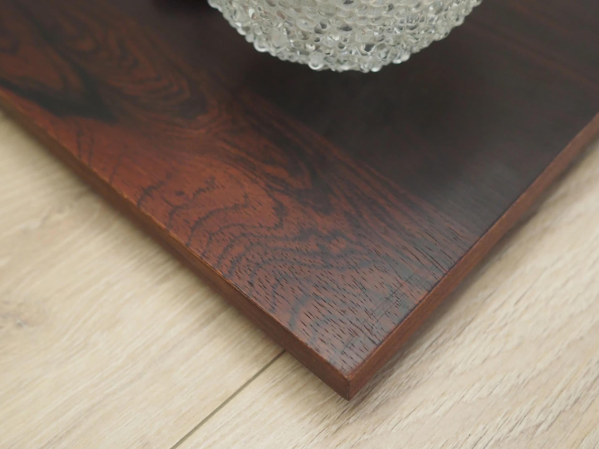 Komplet kinkietów ściennych, palisander brązowy ciemny, szkło przezroczyste, metal chrom, Dania, lata 70. - 42579